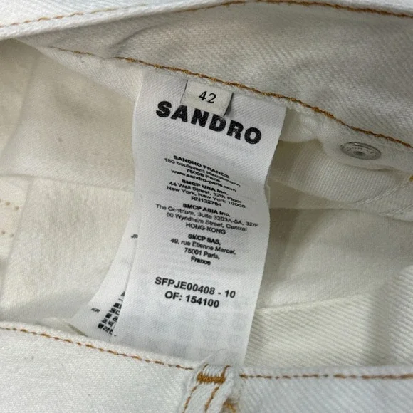 Designer Sandro High Rise Wide Leg Jeans Womens Size 24 White Denim - Picture 4 of 8